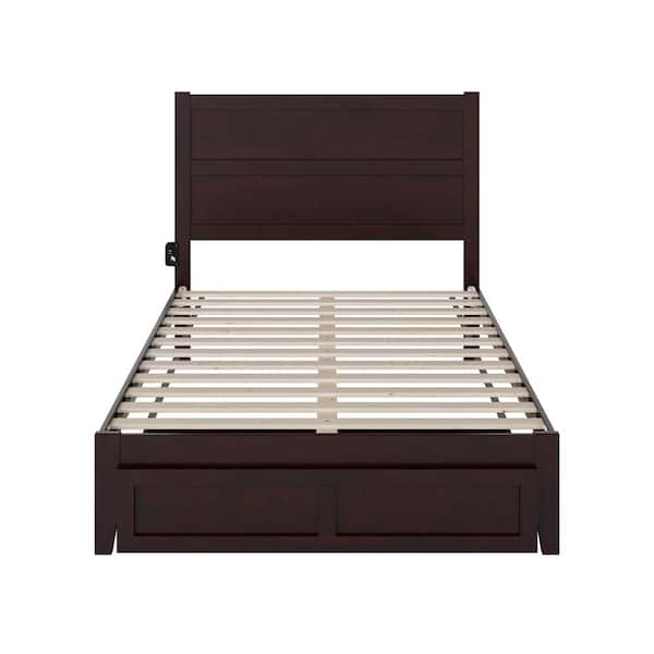 AFI NoHo Espresso Full Solid Wood Storage Platform Bed with Foot Drawer