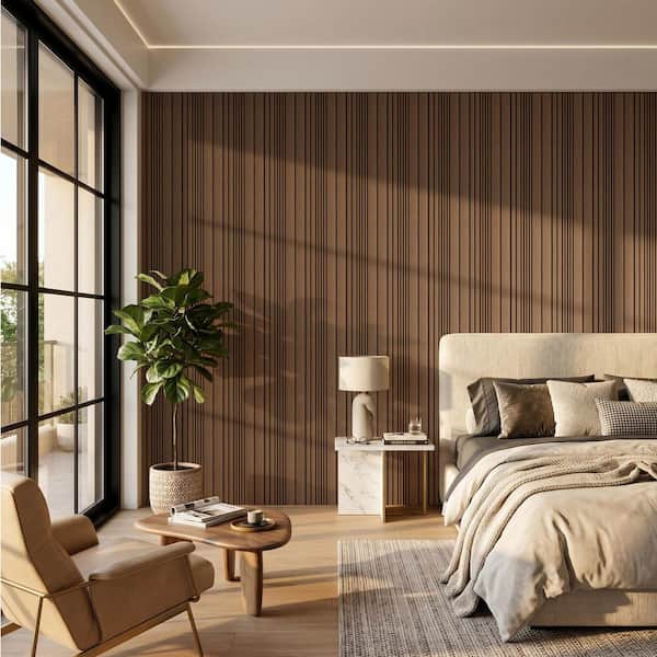 Mlfortlife Walnut 0.7 in. x 1.97 ft. x 1.97 ft. Wood Slat Acoustic