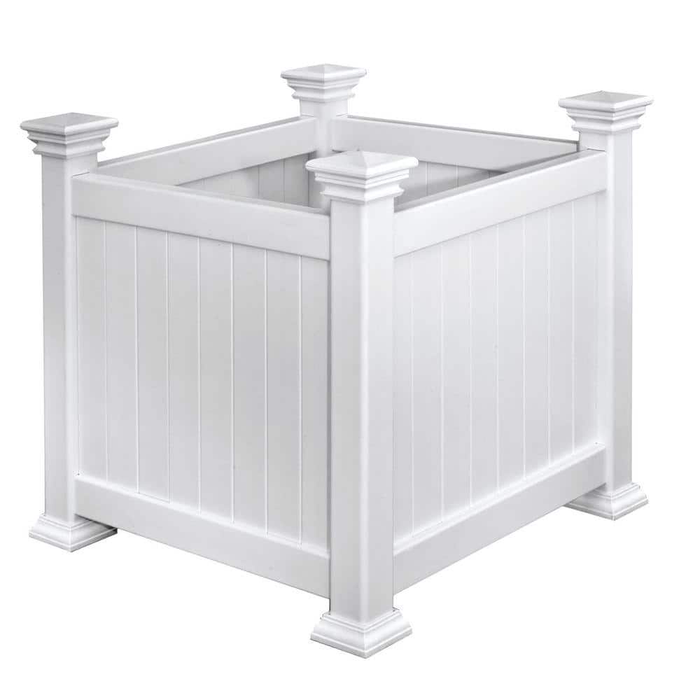 White Vinyl 16" Classic Outdoor Planter Box