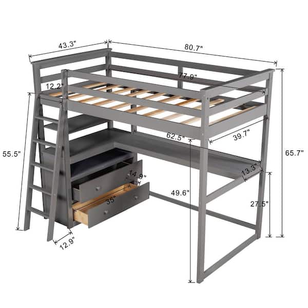 Twin Size Loft Bed With Desk And, Your Zone Twin Wood Loft Bed Instructions
