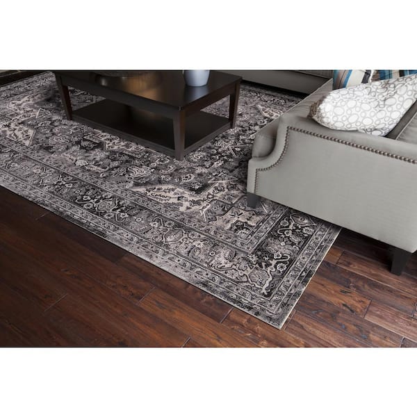 Kashan Anthracite 5 ft. x 7 ft. Medallion Area Rug