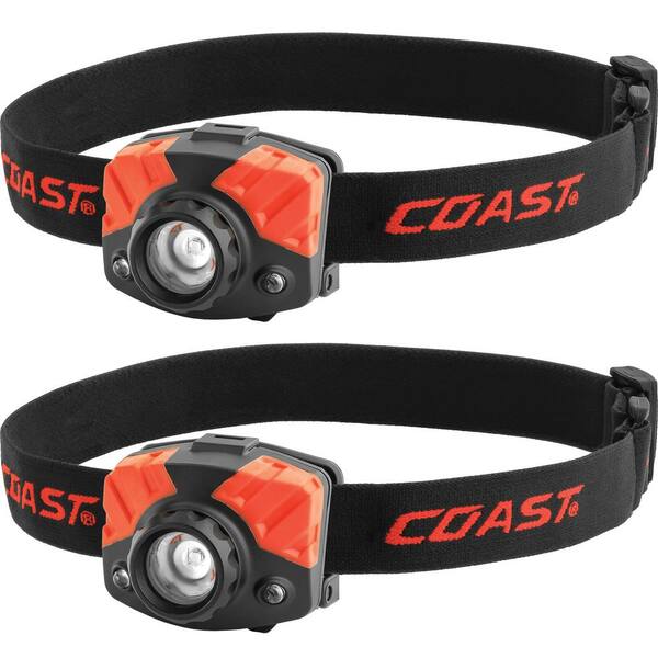 Coast 500 Lumens Tri-Color Focusing LED Headlamp (2-Pack)