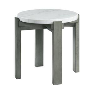 Rysa 24 in. White Round Marble End Table