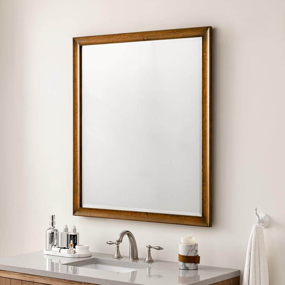 Natural Walnut Rectangular Wood Framed Mirror, 40" x 36"