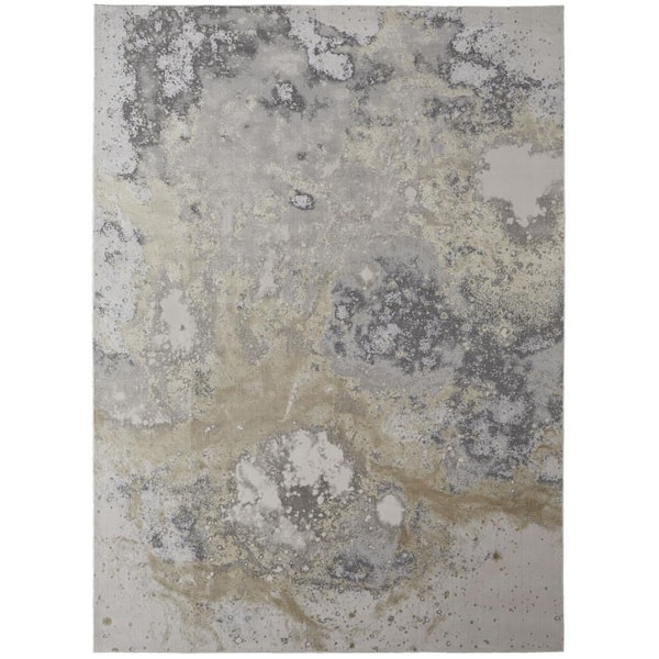 Gray and Ivory 9 ft. x 12 ft. Abstract Area Rug