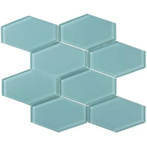 Long Hex 11 in. x 10.6 in. Skyline Gloss Glass Mesh-Mounted Mosaic Tile (9.02 sq. ft./Case)