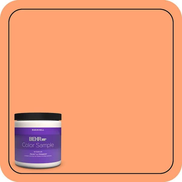 BEHR PREMIUM PLUS 8 oz. #P210-5 Cheerful Tangerine Eggshell Enamel Interior Paint & Primer Color Sample