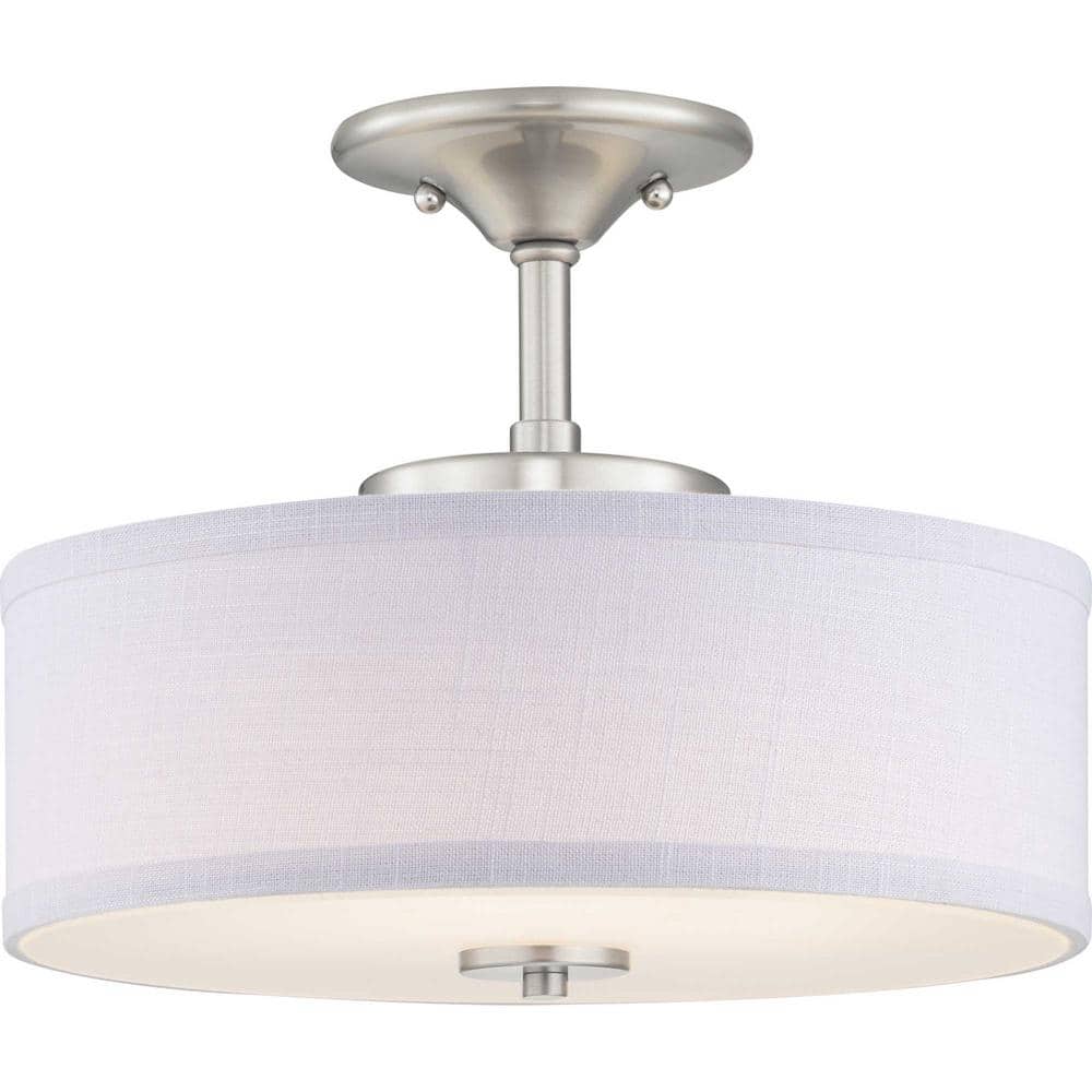Brushed Nickel LED Semi-Flush Ceiling Light with Glass Shade