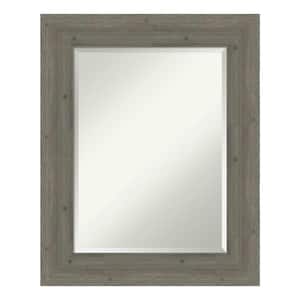 Fencepost Grey 25 in. x 31 in. Beveled Rectangle Wood Framed Bathroom Wall Mirror in Gray