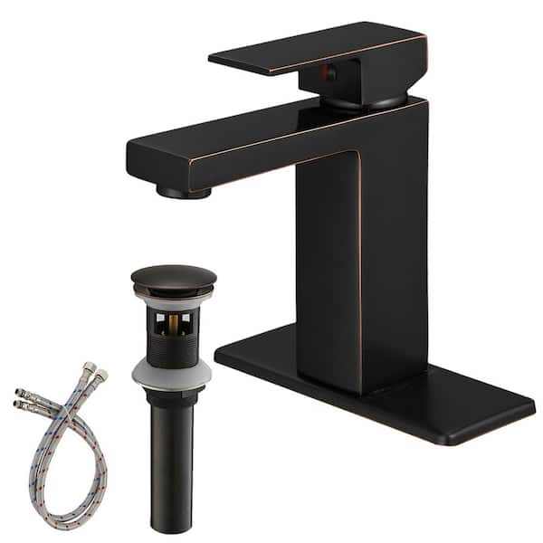 matrix decor Single Handle Single Hole Bathroom Faucet With Pop-up Drain Assembly in Oil Rubbed Bronze