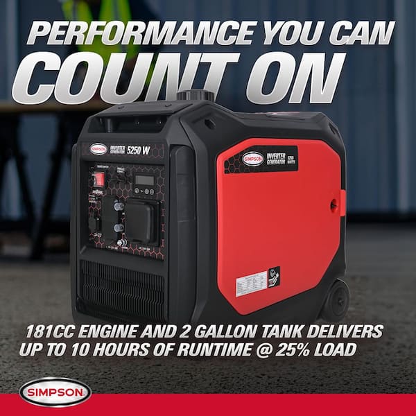 SIMPSON 5,250-Watt Manual/E-start Gasoline Powered Inverter