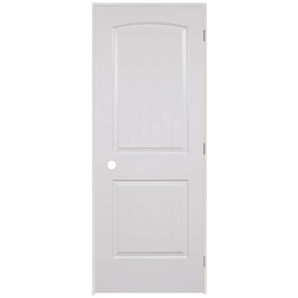 Steves & Sons 32 in. x 80 in. 2-Panel Round Top Plank Smooth Hollow Core Primed White Composite Single Prehung Interior Door