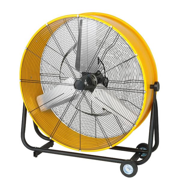 Tidoin 36 in. Yellow 3-Speed Round High Velocity Air Movement Floor Fan with 2 Wheels