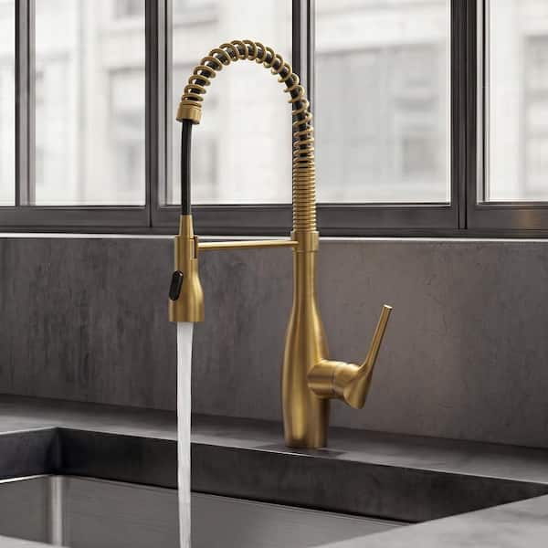 モフリン　ゴールド　本体・ハウス・アダプタセット VIGO Zurich Single Handle Pull-Down Sprayer Kitchen Faucet in