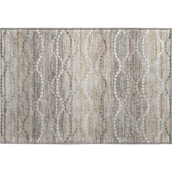 Mayfield Premium Machine Washable Abstract AMF2030 Beige 2 ft. x 3 ft. Accent Rug