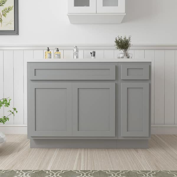 Vanity Art 51 in. W. x 21 in. D x 32.5 in. H Bath Vanity Cabinet without Top in Gray