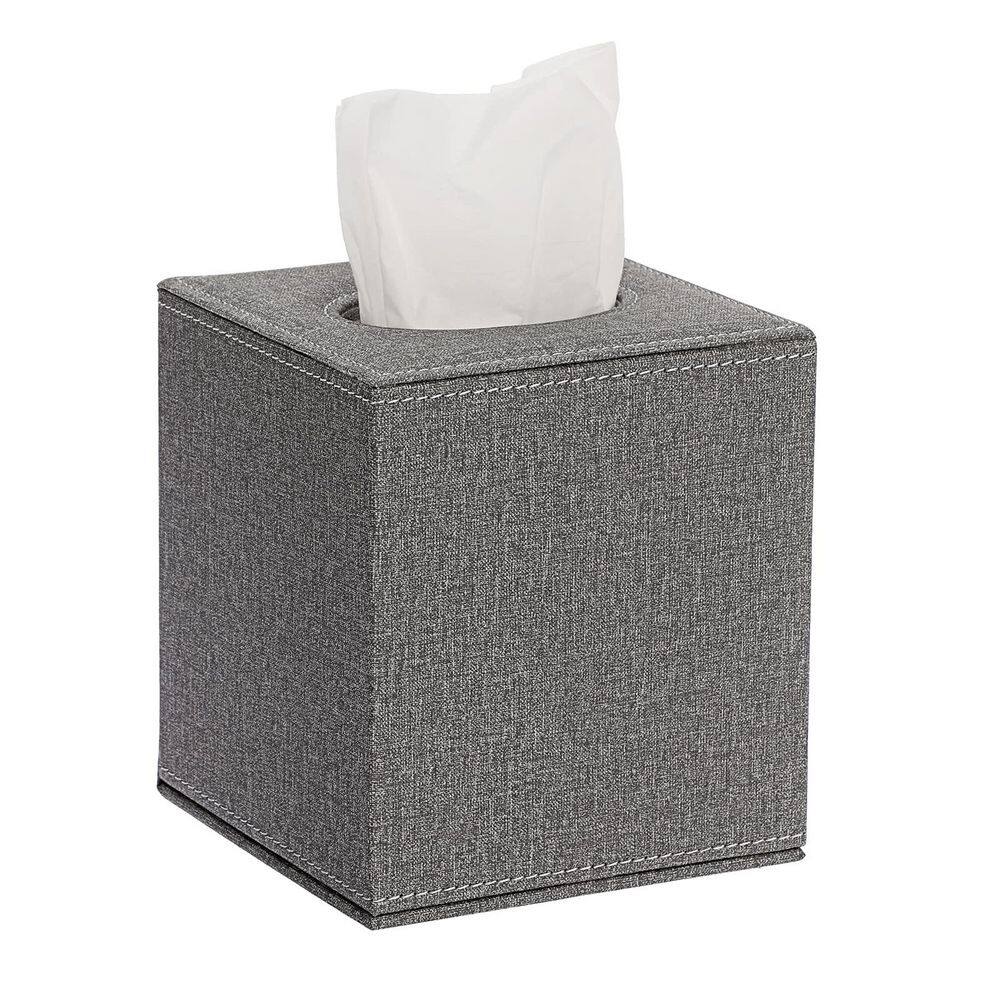 Square Leather Tissue Box Cover with Magnetic Bottom in Gray, Decorative PU Tissue Box for Vanity, Office, Car, Home price history on PriceWatchPro