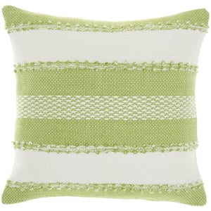 Outdoor Pillows Green 18 in. x 18 in. Stripe Indoor/Outdoor Throw Pillow