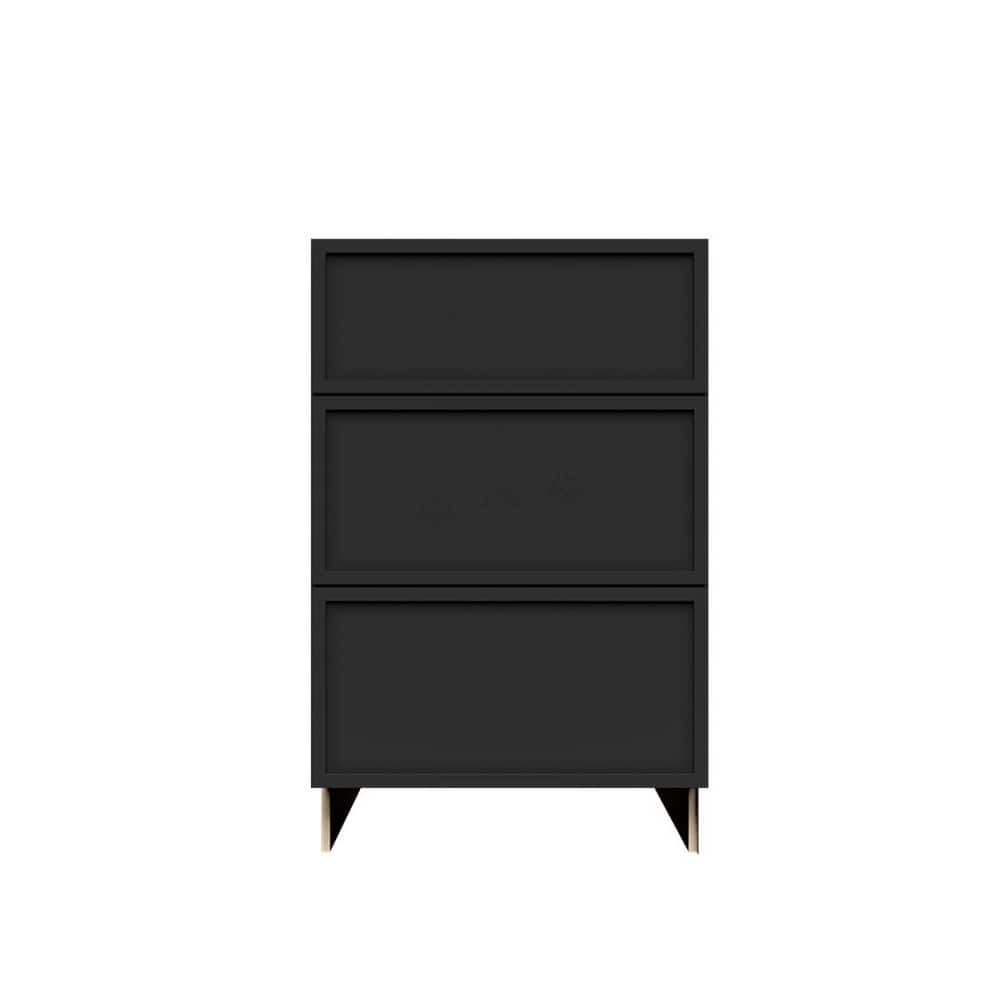 Slim Shaker Assembled 18 in. W x 34.5 in. H x 24 in. D 3-Drawer Kitchen Cabinet in Black price history on PriceWatchPro