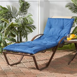 Solid Marine Blue Outdoor Chaise Lounge Pad