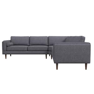 Franklin 103 in. W Square Arm Fabric Modern living Room Corner Symmetric Sofa in Dark Gray (Seats 5)