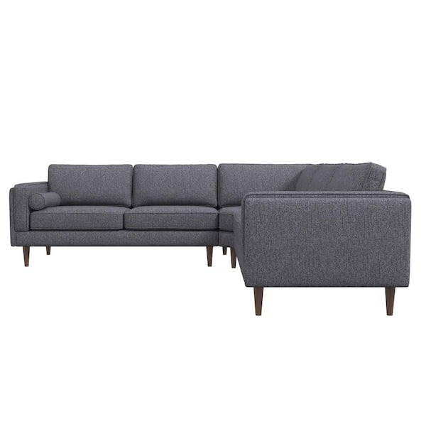 Ashcroft Furniture Co Franklin 103 in. W Square Arm Fabric Modern living Room Corner Symmetric Sofa in Dark Gray (Seats 5)