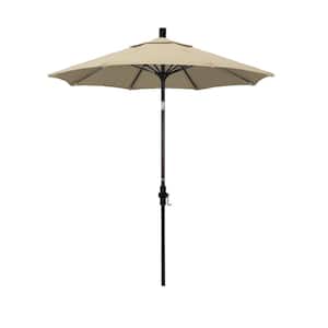7.5 ft. Bronze Aluminum Pole Fiberglass Ribs Market Collar Tilt Crank Lift Outdoor Patio Umbrella in Beige Sunbrella