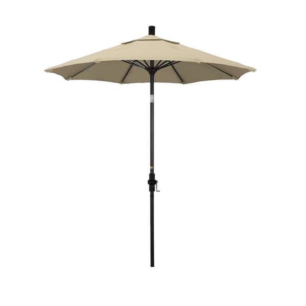 California Umbrella 7.5 ft. Bronze Aluminum Pole Fiberglass Ribs Market Collar Tilt Crank Lift Outdoor Patio Umbrella in Beige Sunbrella