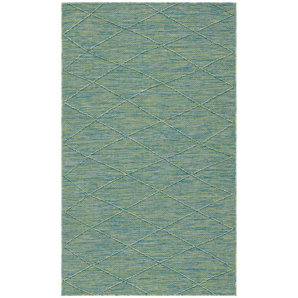 Practical Solutions 2 ft. x 3 ft. Blue Green Diamond Contemporary Area Rug