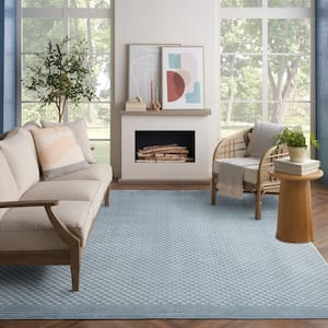 Casual Blue 8 ft. x 10 ft. Checker Contemporary Area Rug