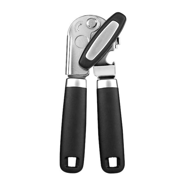 Black Multifunctional Manual Can Opener with Magnet, Cutting Blade, Smooth Cutting Edge, Knob and Grip Handle