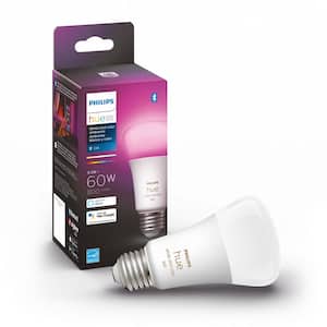 White and Color Ambiance A19 LED 60W Equivalent Dimmable Smart Wireless Light Bulb with Bluetooth (1-Pack)