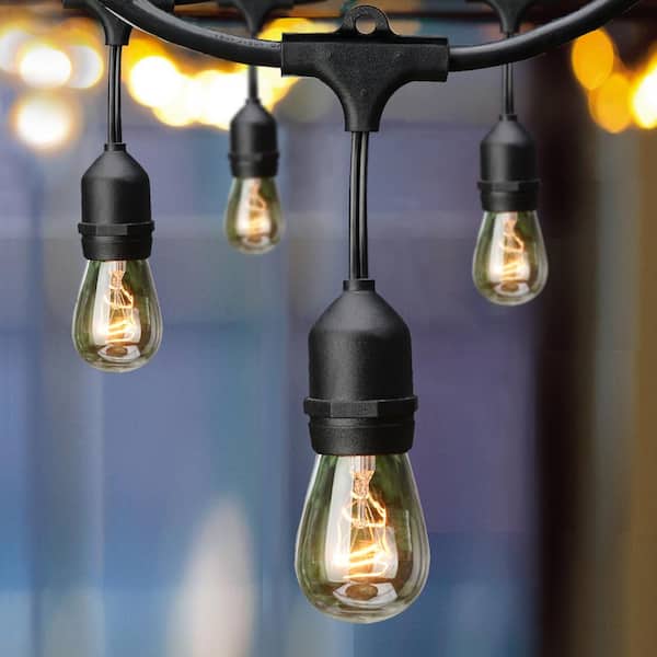 Hampton Bay 12-Light 24 ft. Indoor/Outdoor Plug-In Incandescent Edison Bulb  String Light 2416J2-1 - The Home Depot