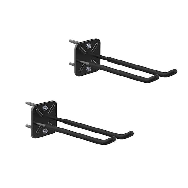 Steel Wall Rack w/ 12.4in Heavy-Duty Garage Hooks, Non-Slip Rubber Coated for Tools, Chairs, Tires, Max 120 lbs(2-Pack)