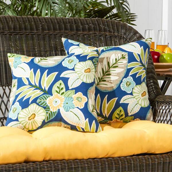 Square Patio Furniture Accent Backyard Decor 2-Pack Outdoor Throw Pillows 