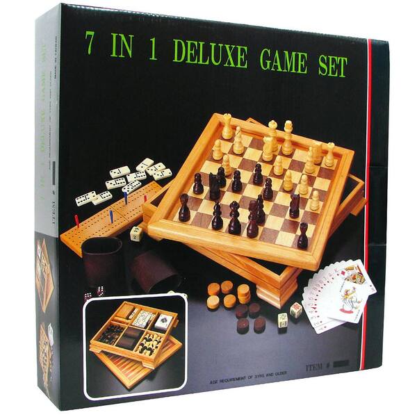 Deluxe Wooden Game House 10 in 1 Ultimate Board Games Chess Draughts Family Fun 