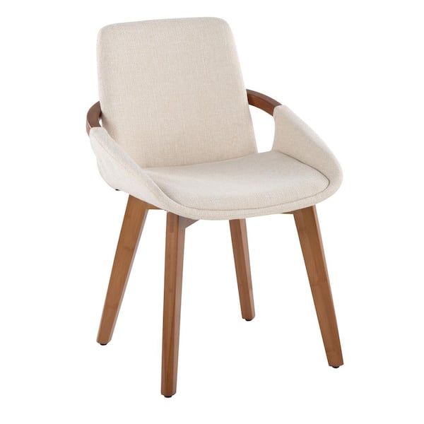 Lumisource Cosmo Cream Noise Fabric and Walnut Wood Side Chair CH