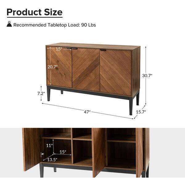 JAYDEN CREATION Franz Walnut Wood Modern 47 in. Wide Sideboard JAYDEN CREATION Franz Walnut Wood Modern 47 in. Wide Sideboard