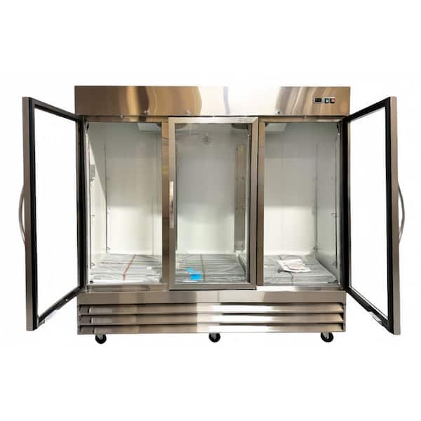 81 in. W 72 cu. ft. Commercial Refrigerator 3 Glass Doors in Stainless Steel
