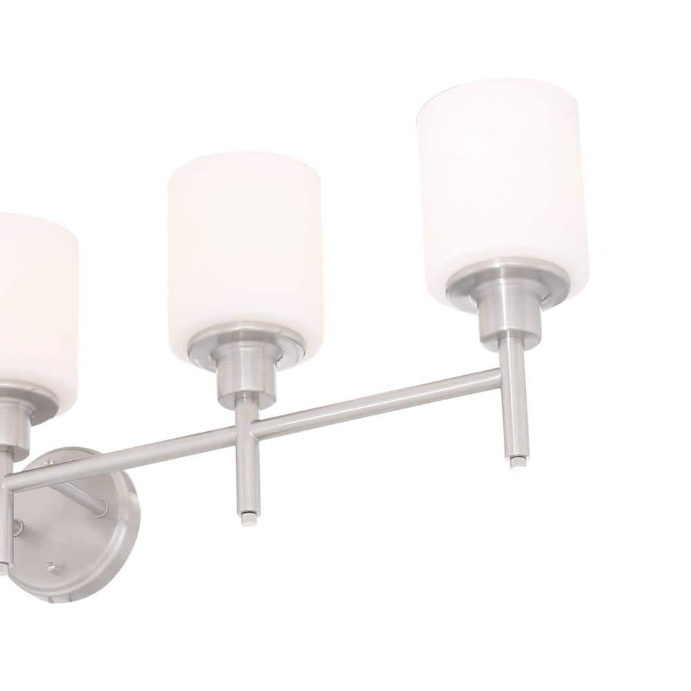 Aubrey 5-Light Satin Nickel Vanity Light with Frosted Glass Shades