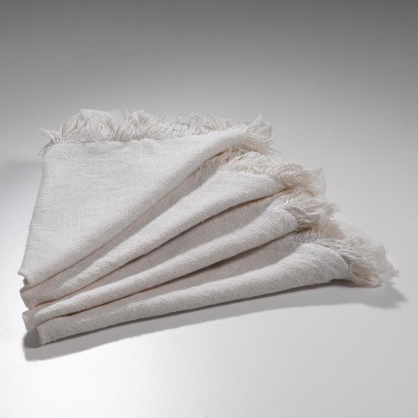 White handmade ruffled linen napkins