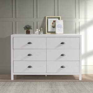 Hampton 6-Drawer Coastal White Dresser 33.625 in. x 51.125 in x 18 5 in.