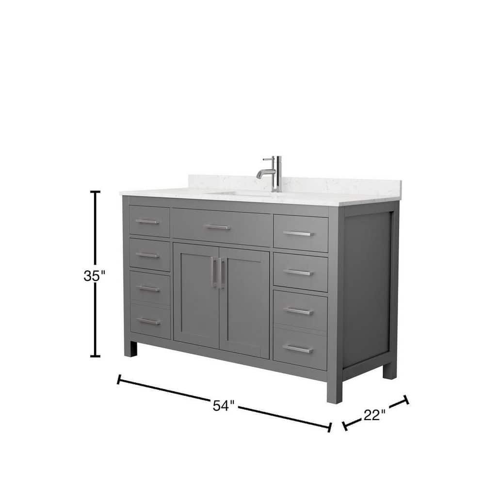 Beckett 54" Dark Gray Freestanding Single Bathroom Vanity with Carrara Marble Top