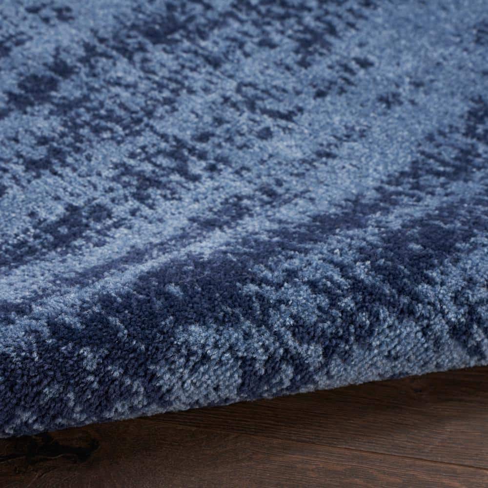 Essentials Denim Blue Abstract Indoor/Outdoor Square Rug