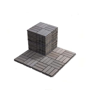 1 ft. x 1 ft. 12-Slats Acacia Wood Deck Tiles in Gray (20 Per Box)