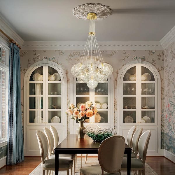 RRTYO Bolton 13-Light Modern Brushed Brass Sputnik Cluster Clear