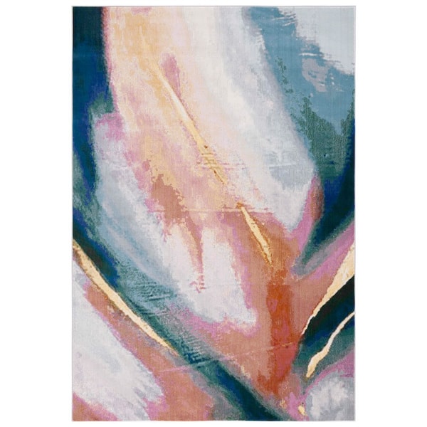 Art Studio 3 ft. x 5 ft. Ivory/Rust Running Abstract Area Rug