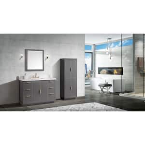 Austen 49 in. W x 22 in. D Bath Vanity in Gray with Gold Trim with Quartz Vanity Top in White with Basin