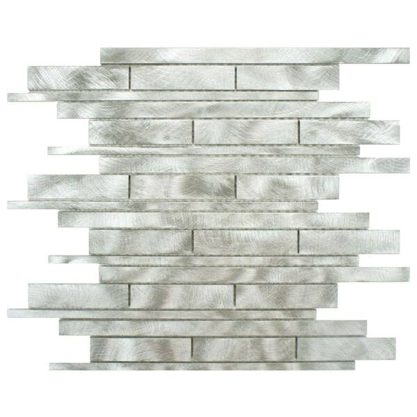 Merola Tile Alumina Linear Palladium 11-3/4 in. x 12 in. x 8 mm Brushed Aluminum Mosaic Tile