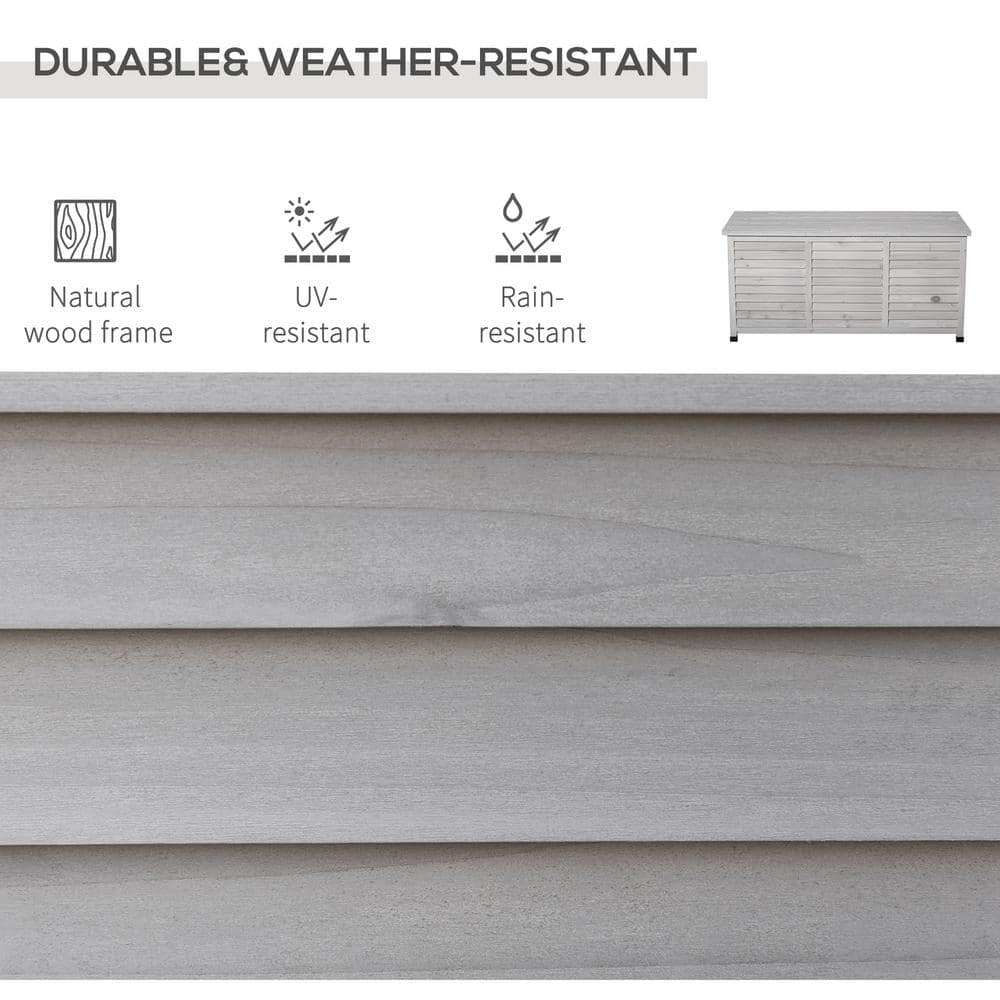 Gray Wooden Outdoor Storage Deck Box with Aerating Gap